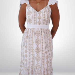 Vestido bordado em dourado